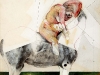 thumbs 77 fenwick woman caressing a horse 1985 11x13 collage mixed media Cathie Fenwick