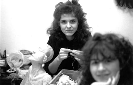 Leeds Polytechnic friends, Michele Howarth(foreground) and Mirella Paganuzzi, resident artists, Denne Hill 1983-84